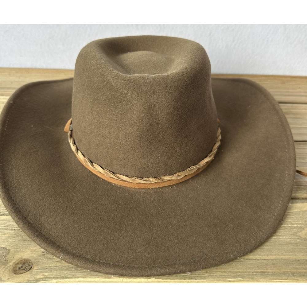 Lite Felt Aspen Wool Hat Leather Strings Ear Covers USA Made Packable Men's Sz S